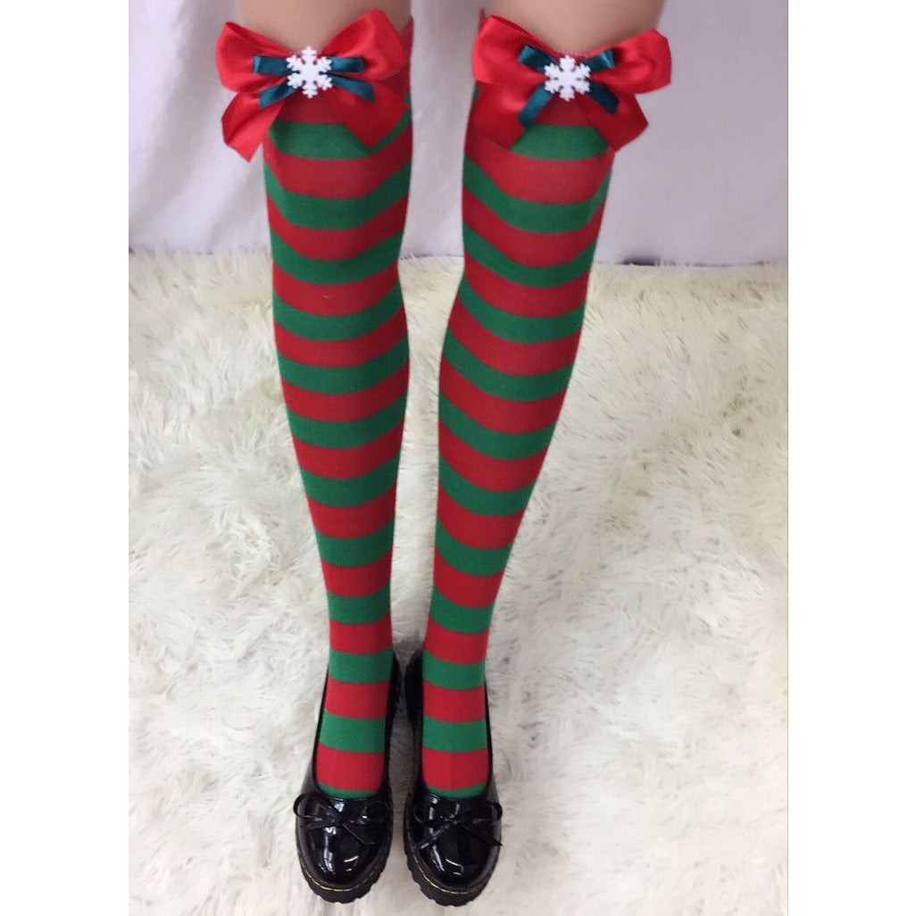 Christmas Bow Stripe Socks