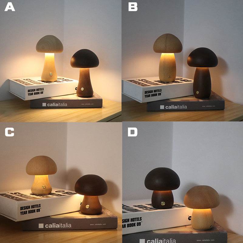 Wooden Night Light Cute Mushroom