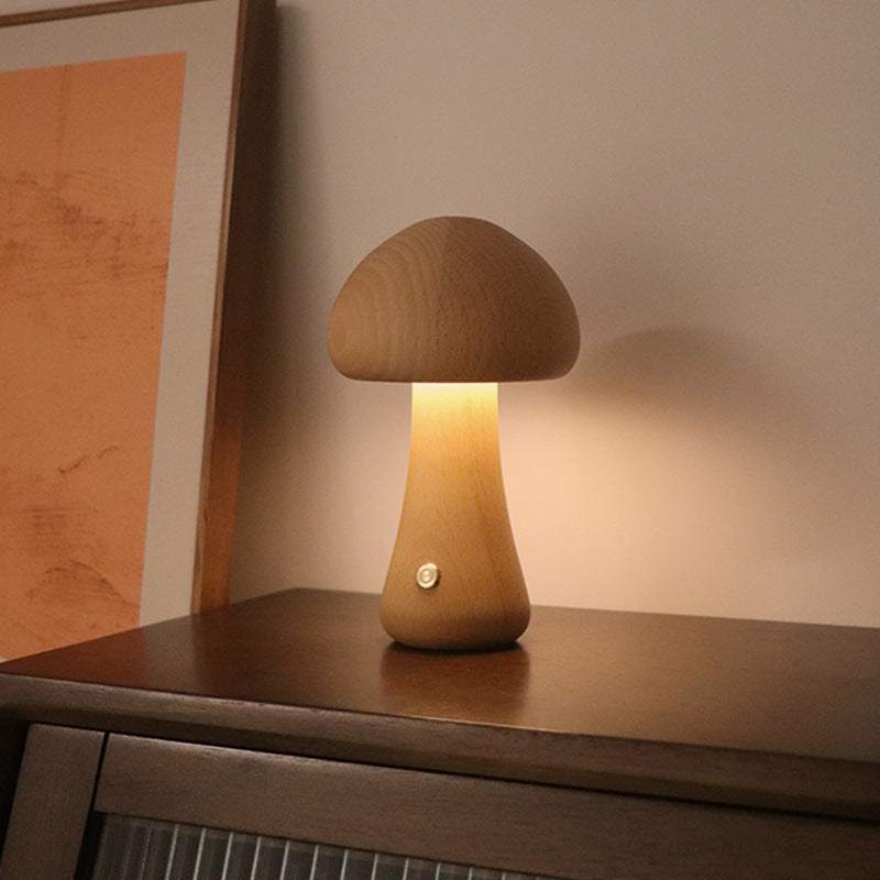 Wooden Night Light Cute Mushroom