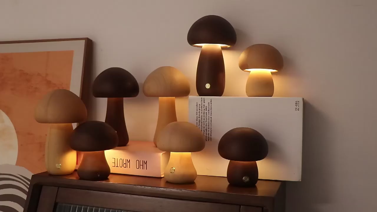 Wooden Night Light Cute Mushroom