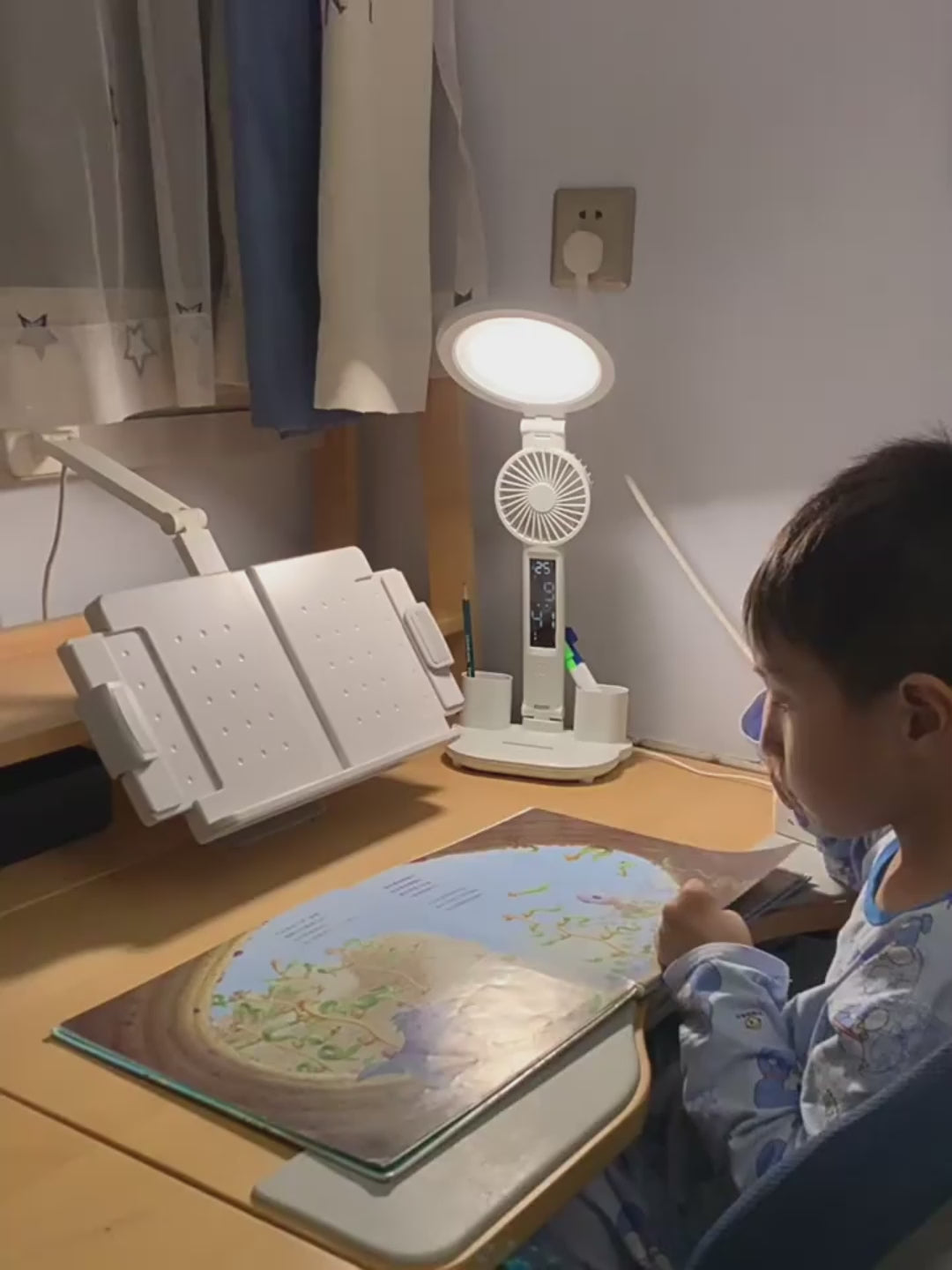 LED Clock Table Lamp USB Chargeable