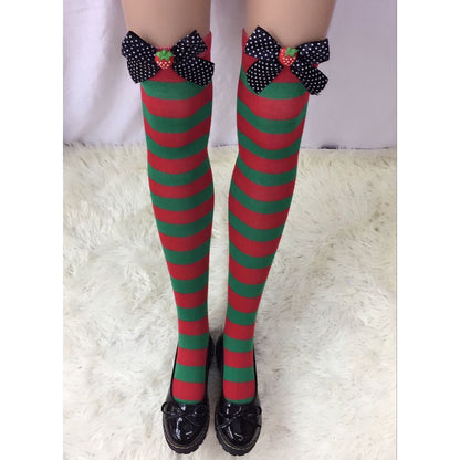 Christmas Bow Stripe Socks 