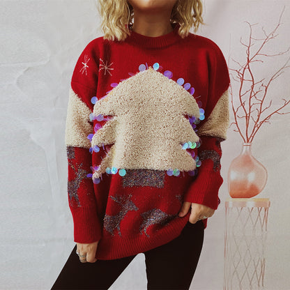 Women’s Sequin Christmas Tree Sweater
