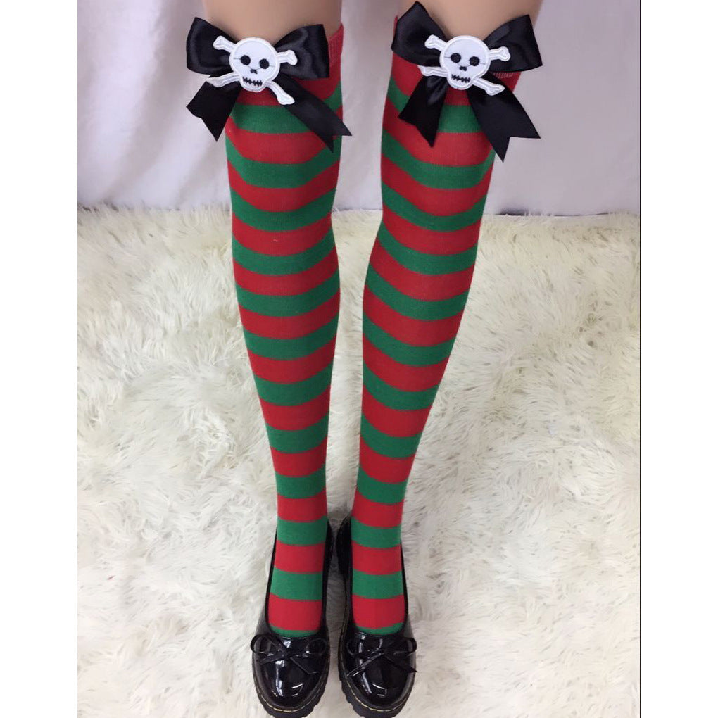 Christmas Bow Stripe Socks 