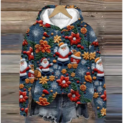 Printed Christmas Holiday Hoodie – Casual Festive Sweater