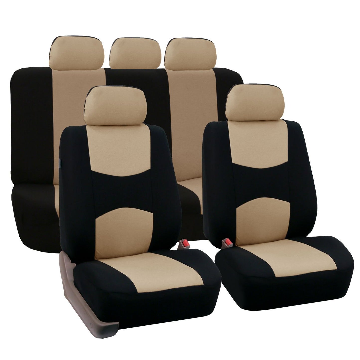 5-Seater Car Seat Cover Beige & Black