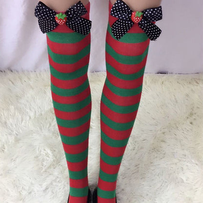 Christmas Bow Stripe Socks 