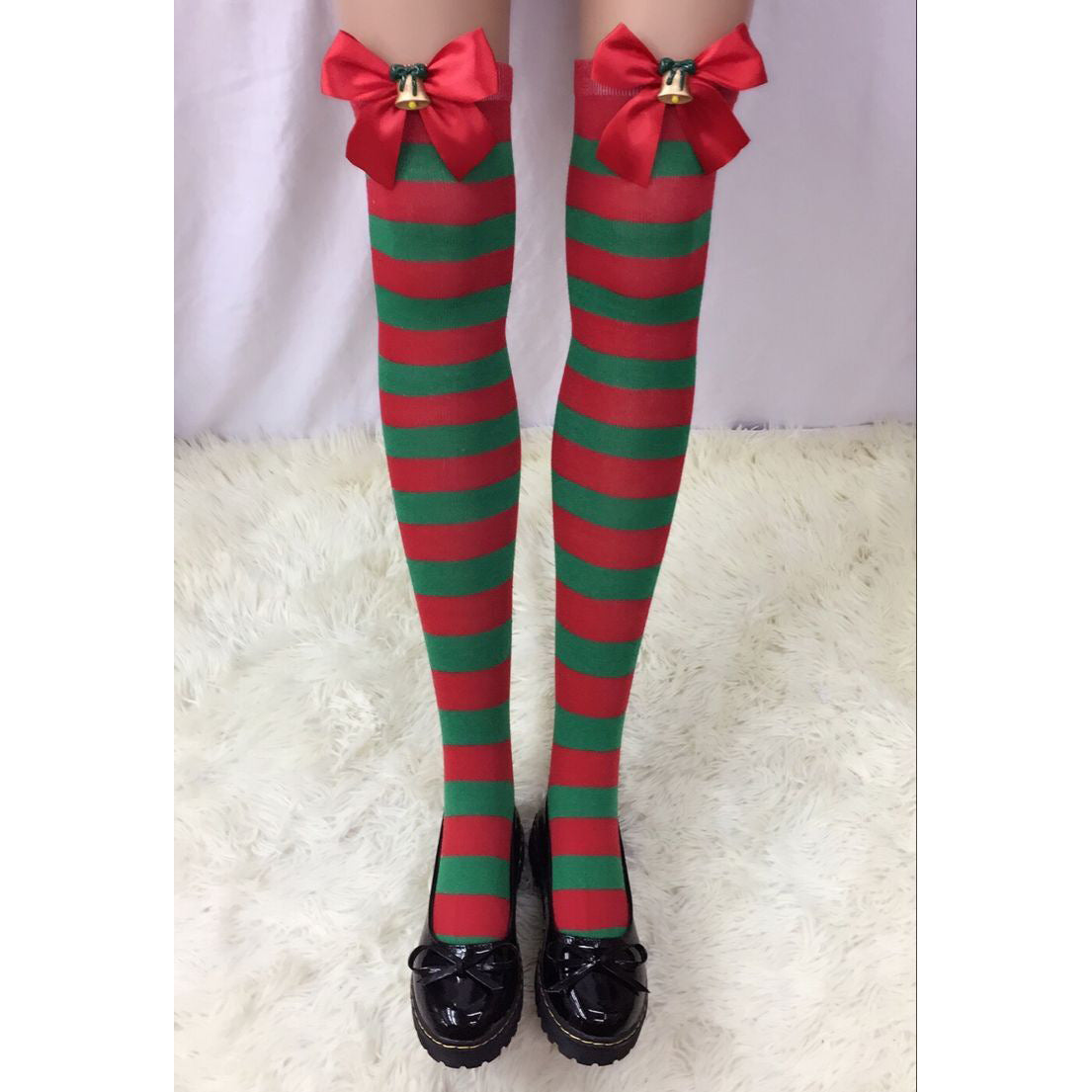 Christmas Bow Stripe Socks 
