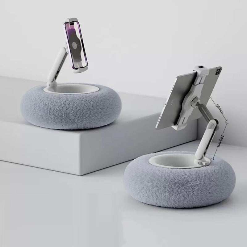 Plush Pillow Phone Stand Gray