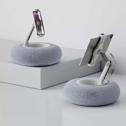 Plush Pillow Phone Stand Gray