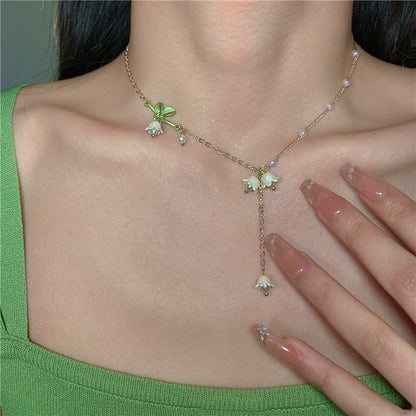 Lily Of The Valley Pearl Necklace White Fairy Flower Summer Gifts For Her