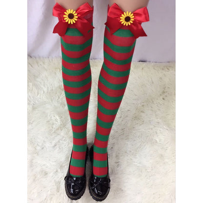 Christmas Bow Stripe Socks 