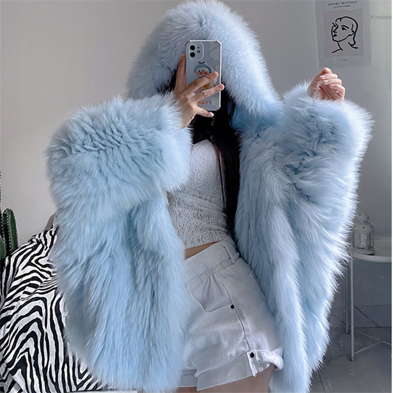 Oversized Hooded Furry Top