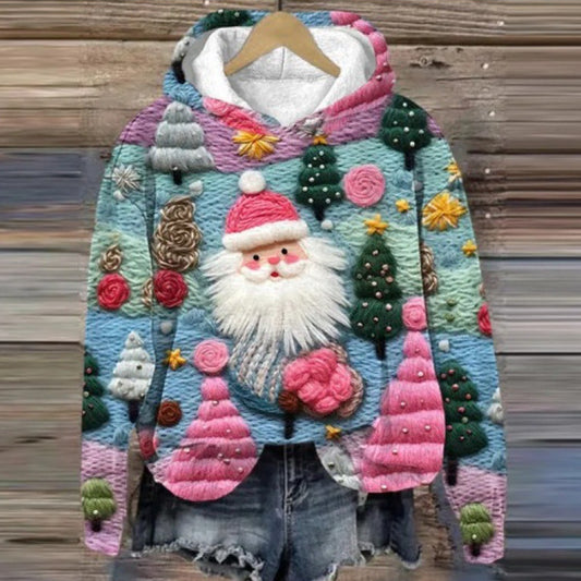 Printed Christmas Holiday Hoodie – Casual Festive Sweater