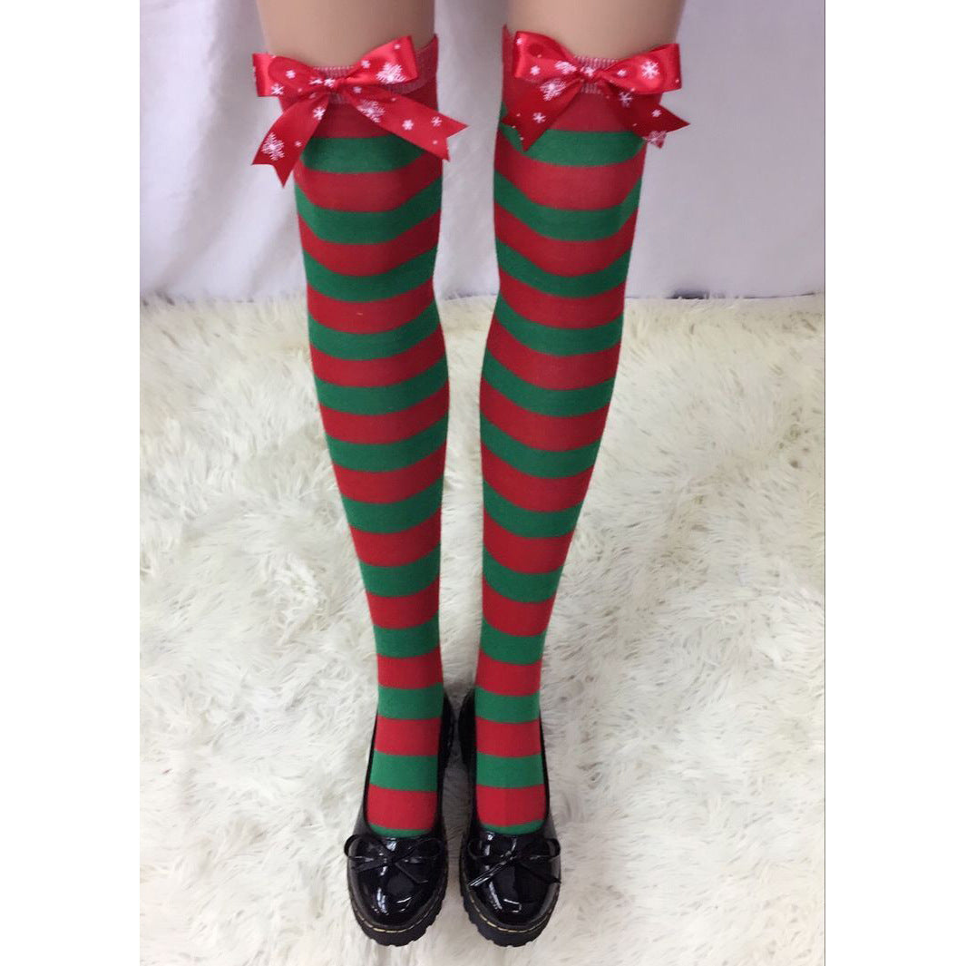 Christmas Bow Stripe Socks 