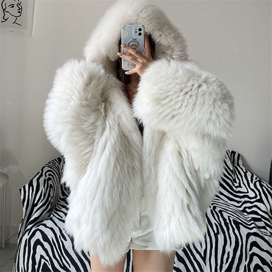 Oversized Hooded Furry Top
