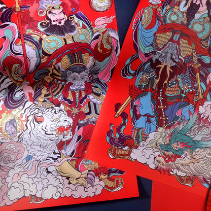 Dragon Year Door-God Stickers