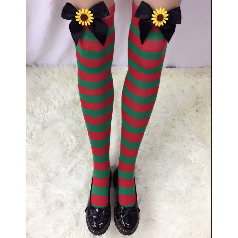 Christmas Bow Stripe Socks 