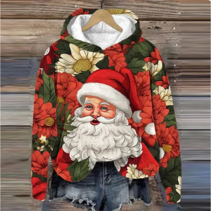 Printed Christmas Holiday Hoodie – Casual Festive Sweater