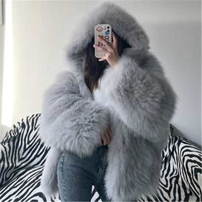 Oversized Hooded Furry Top