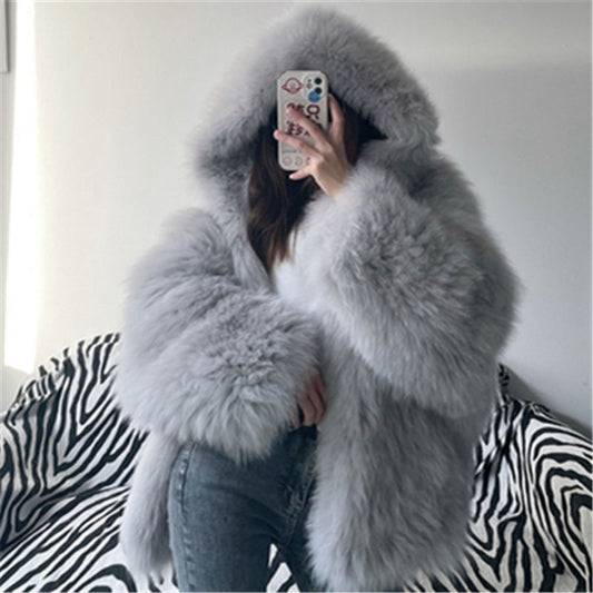 Oversized Hooded Furry Top