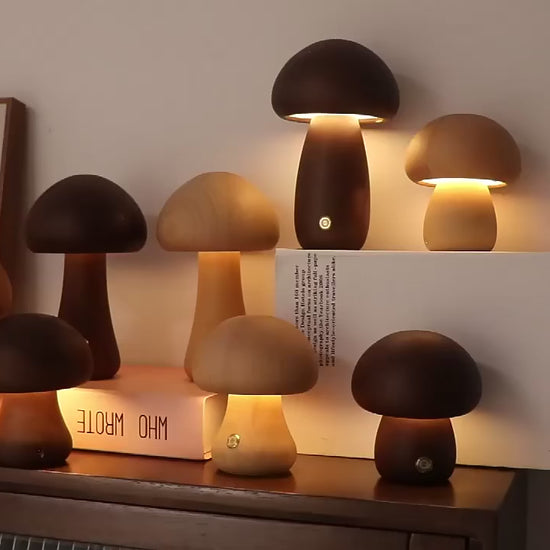Wooden Night Light Cute Mushroom